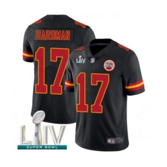 Men's Kansas City Chiefs 17 Mecole Hardman Limited Black Rush Vapor Untouchable Super Bowl LIV Bound Football Jersey