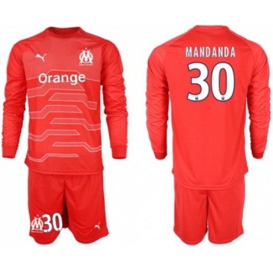 Marseille 30 Mandanda Red Goalkeeper Long Sleeves Soccer Club Jersey