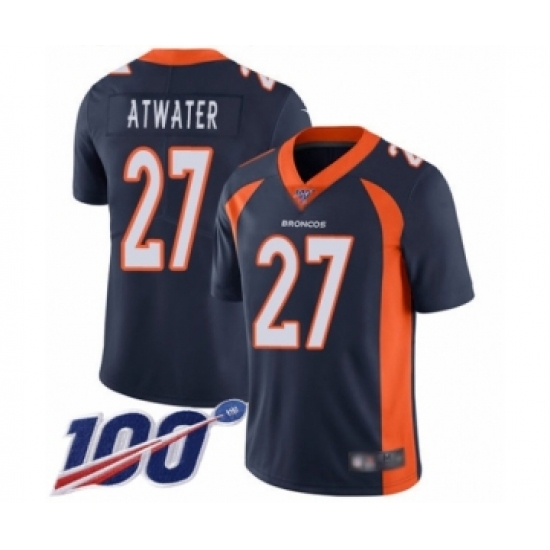 Men's Denver Broncos 27 Steve Atwater Navy Blue Alternate Vapor Untouchable Limited Player 100th Season Football Jersey