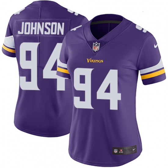 Women's Nike Minnesota Vikings 94 Jaleel Johnson Purple Team Color Vapor Untouchable Limited Player NFL Jersey