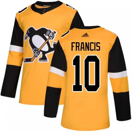Men's Adidas Pittsburgh Penguins 10 Ron Francis Premier Gold Alternate NHL Jersey