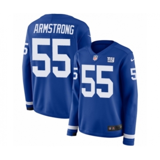 Women's Nike New York Giants 55 Ray-Ray Armstrong Limited Royal Blue Therma Long Sleeve NFL Jersey