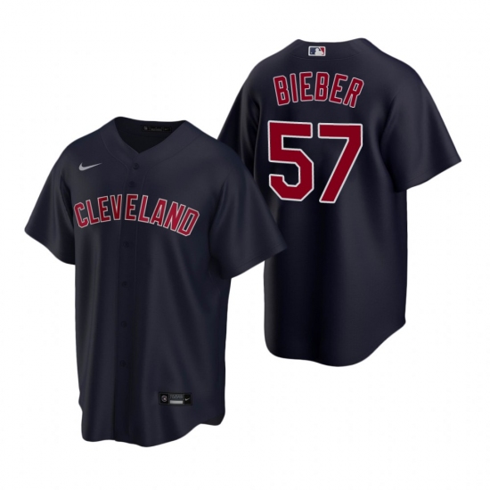 Men's Nike Cleveland Indians 57 Shane Bieber Red Alternate Stitched Baseball Jersey