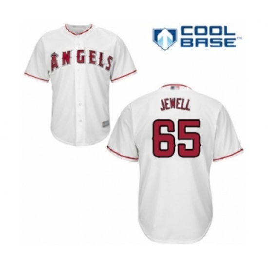 Youth Los Angeles Angels of Anaheim 65 Jake Jewell Authentic White Home Cool Base Baseball Player Jersey