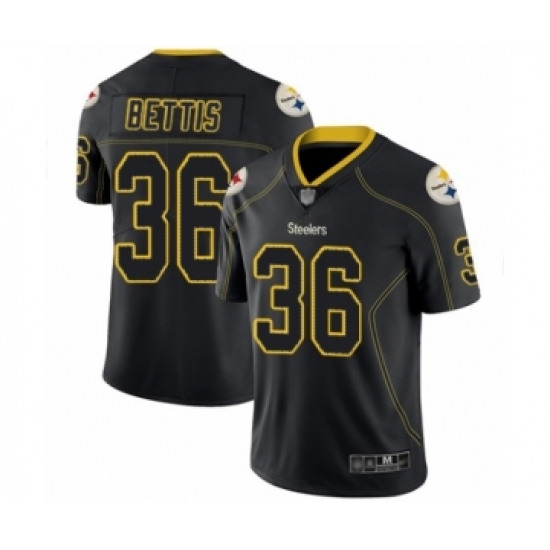 Men's Pittsburgh Steelers 36 Jerome Bettis Limited Lights Out Black Rush Football Jersey