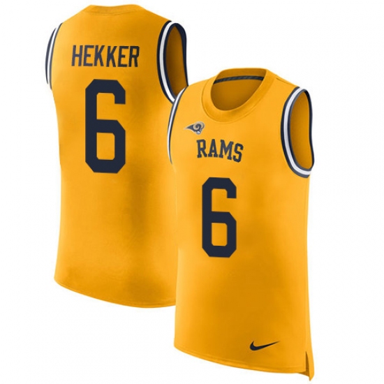 Men's Nike Los Angeles Rams 6 Johnny Hekker Limited Gold Rush Player Name & Number Tank Top NFL Jersey