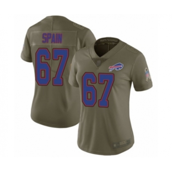 Women's Buffalo Bills 67 Quinton Spain Limited Olive 2017 Salute to Service Football Jersey