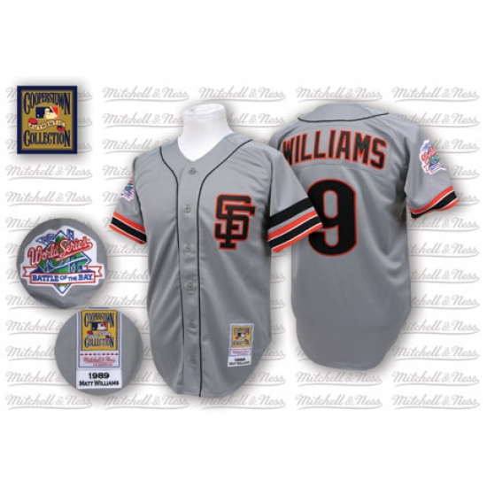 Men's Mitchell and Ness San Francisco Giants 9 Matt Williams Authentic Grey Throwback MLB Jersey