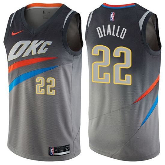 Youth Nike Oklahoma City Thunder 22 Hamidou Diallo Swingman Gray NBA Jersey - City Edition