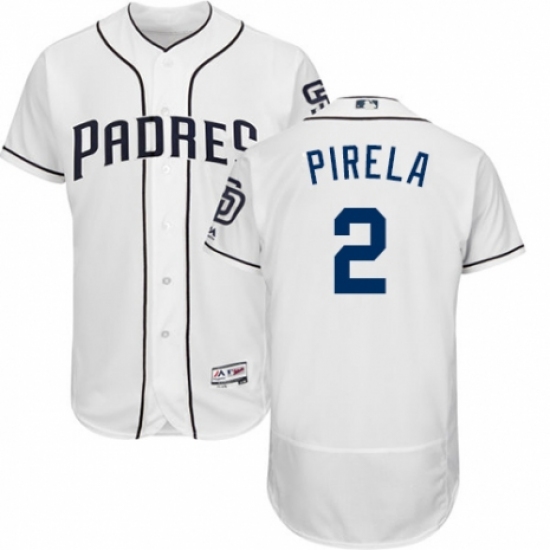 Men's Majestic San Diego Padres 2 Jose Pirela White Home Flex Base Authentic Collection MLB Jersey