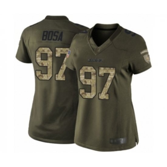 Women's Los Angeles Chargers 97 Joey Bosa Elite Green Salute to Service Football Jersey