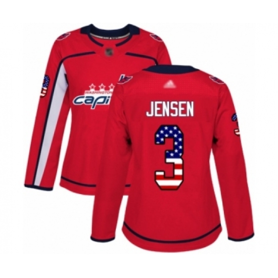 Women's Washington Capitals 3 Nick Jensen Authentic Red USA Flag Fashion Hockey Jersey