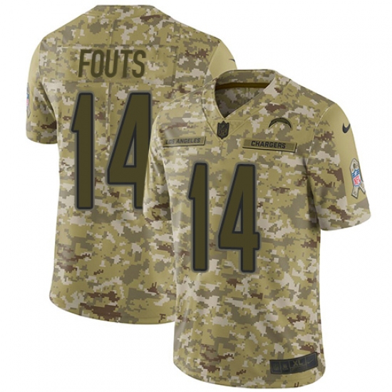 Men's Nike Los Angeles Chargers 14 Dan Fouts Limited Camo 2018 Salute to Service NFL Jersey