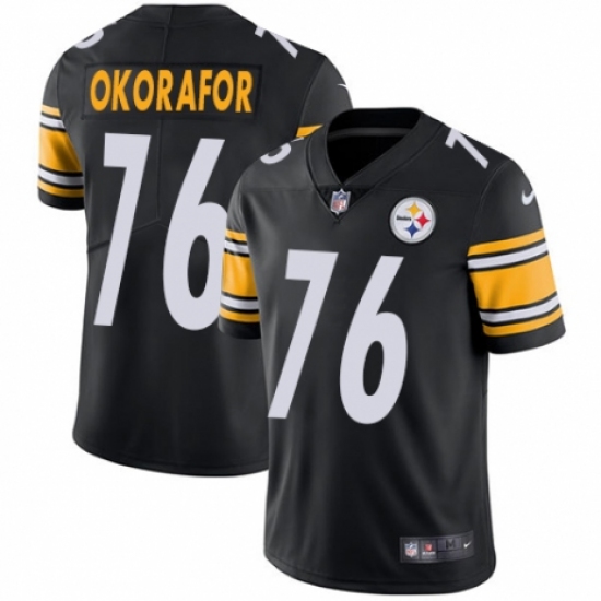 Youth Nike Pittsburgh Steelers 76 Chukwuma Okorafor Black Team Color Vapor Untouchable Limited Player NFL Jersey