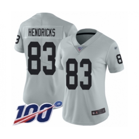 Women's Oakland Raiders 83 Ted Hendricks Limited Silver Inverted Legend 100th Season Football Jersey