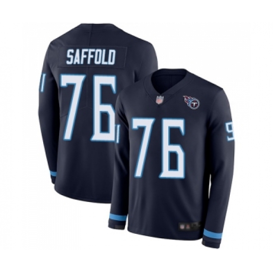 Men's Tennessee Titans 76 Rodger Saffold Limited Navy Blue Therma Long Sleeve Football Jersey