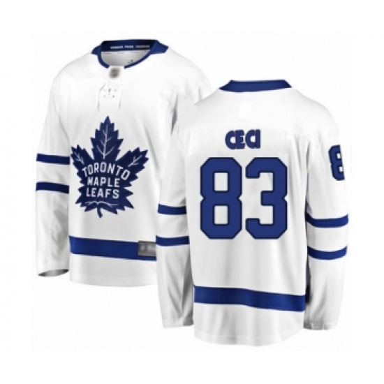 Men's Toronto Maple Leafs 83 Cody Ceci Authentic White Away Fanatics Branded Breakaway Hockey Jersey