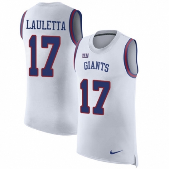 Men's Nike New York Giants 17 Kyle Lauletta White Rush Player Name & Number Tank Top NFL Jersey