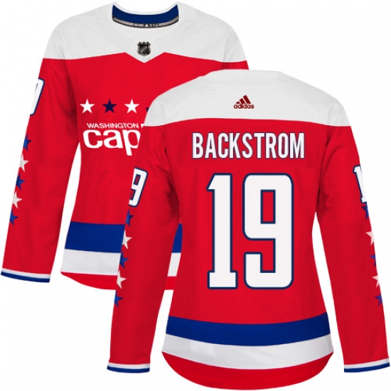 Women's Adidas Washington Capitals 19 Nicklas Backstrom Authentic Red Alternate NHL Jersey