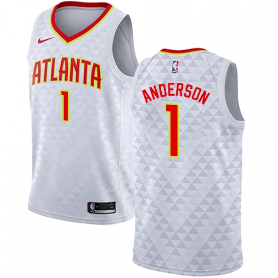 Men's Nike Atlanta Hawks 1 Justin Anderson Swingman White NBA Jersey - Association Edition