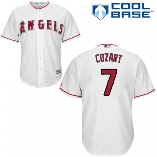 Youth Majestic Los Angeles Angels of Anaheim 7 Zack Cozart Replica White Home Cool Base MLB Jersey
