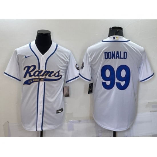 Men's Los Angeles Rams 99 Aaron Donald White Stitched Cool Base Nike Baseball Jersey