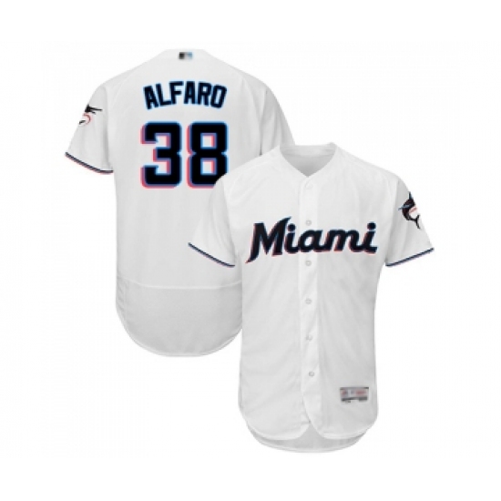Men's Miami Marlins 38 Jorge Alfaro White Home Flex Base Authentic Collection Baseball Jersey