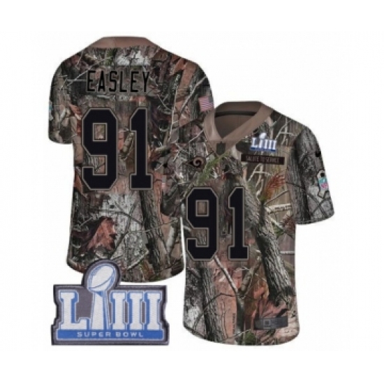 Men's Nike Los Angeles Rams 91 Dominique Easley Camo Rush Realtree Limited Super Bowl LIII Bound NFL Jersey