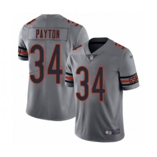 Men's Chicago Bears 34 Walter Payton Limited Silver Inverted Legend Football Jersey