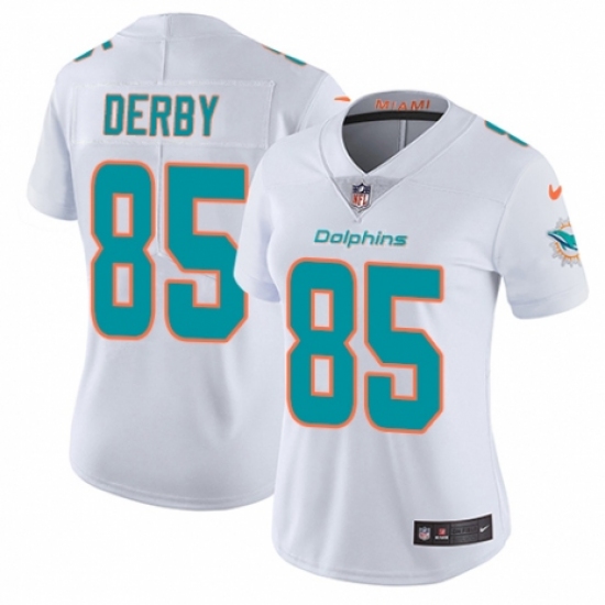 Women's Nike Miami Dolphins 85 A.J. Derby White Vapor Untouchable Elite Player NFL Jersey