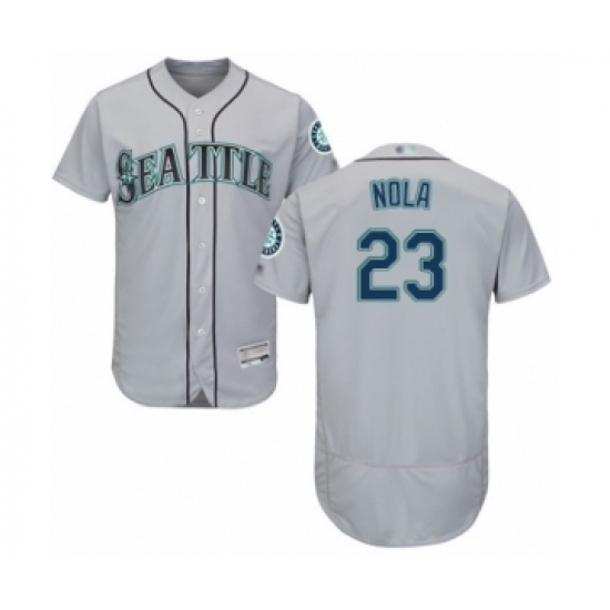 Men's Seattle Mariners 23 Austin Nola Grey Road Flex Base Authentic Collection Baseball Player Jersey