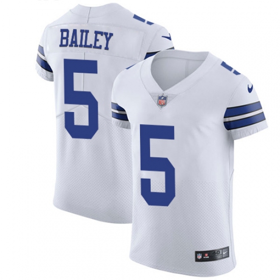 Men's Nike Dallas Cowboys 5 Dan Bailey Elite White NFL Jersey