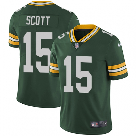 Men's Nike Green Bay Packers 15 JK Scott Green Team Color Vapor Untouchable Limited Player NFL Jersey