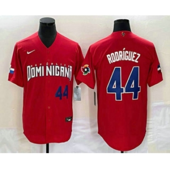 Men's Dominican Republic Baseball 44 Julio Rodriguez Number 2023 Red World Classic Stitched Jersey