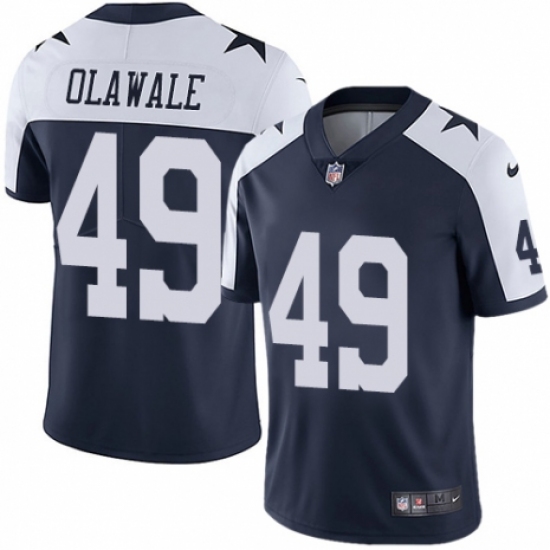 Youth Nike Dallas Cowboys 49 Jamize Olawale Navy Blue Throwback Alternate Vapor Untouchable Limited Player NFL Jersey