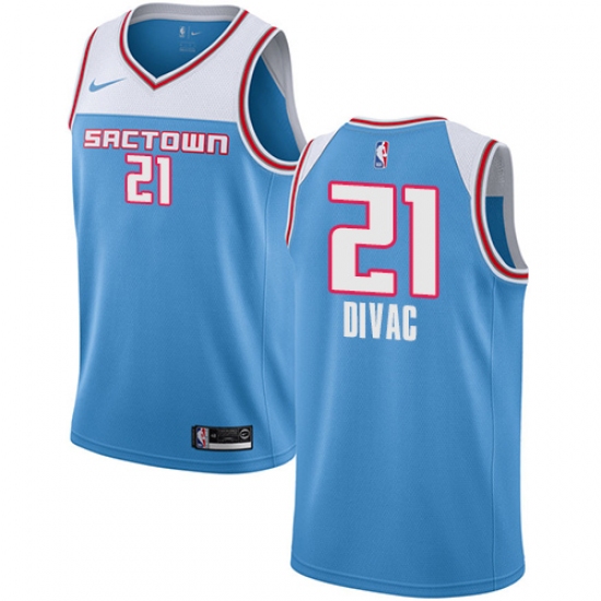 Youth Nike Sacramento Kings 21 Vlade Divac Swingman Blue NBA Jersey - 2018 19 City Edition