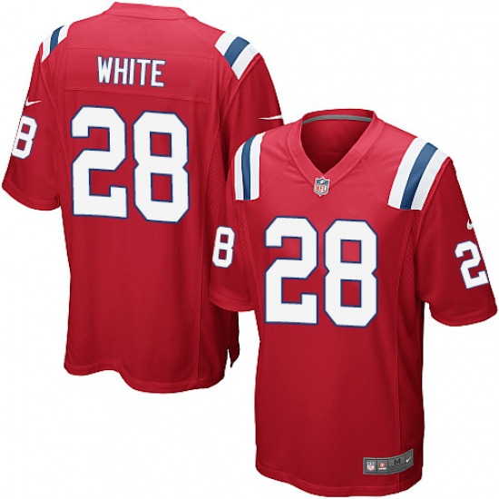 Men's Nike New England Patriots 28 James White Game Red Alternate NFL Jersey