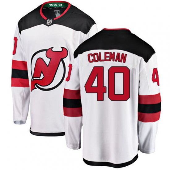 Youth New Jersey Devils 40 Blake Coleman Fanatics Branded White Away Breakaway NHL Jersey