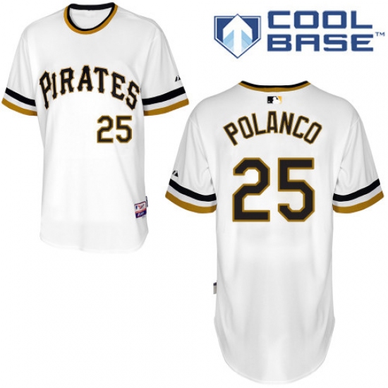 Men's Majestic Pittsburgh Pirates 25 Gregory Polanco Replica White Alternate 2 Cool Base MLB Jersey