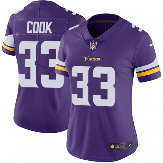 Women's Nike Minnesota Vikings 33 Dalvin Cook Purple Team Color Vapor Untouchable Limited Player NFL Jersey