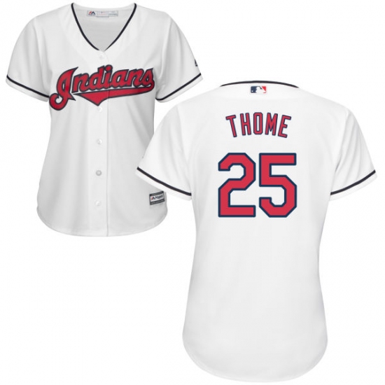 Women's Majestic Cleveland Indians 25 Jim Thome Authentic White Home Cool Base MLB Jersey