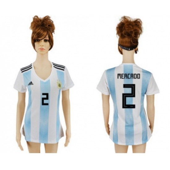 Women's Argentina 2 Mercado Home Soccer Country Jersey