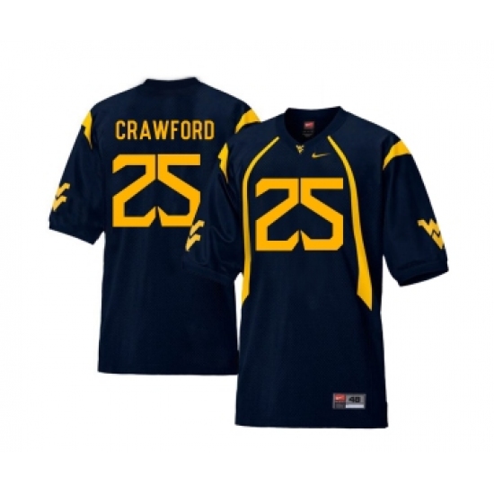 West Virginia Mountaineers 25 Justin Crawford Navy College Football Jersey