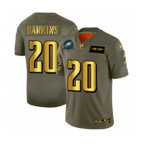 Men's Philadelphia Eagles 20 Brian Dawkins Limited Olive Gold 2019 Salute to Service Football Jersey