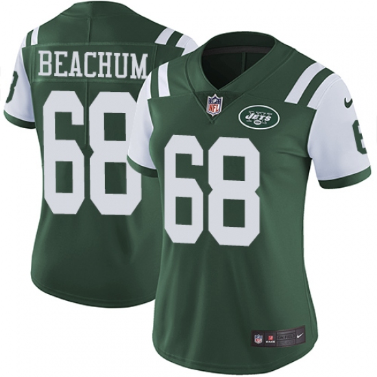 Women's Nike New York Jets 68 Kelvin Beachum Green Team Color Vapor Untouchable Limited Player NFL Jersey