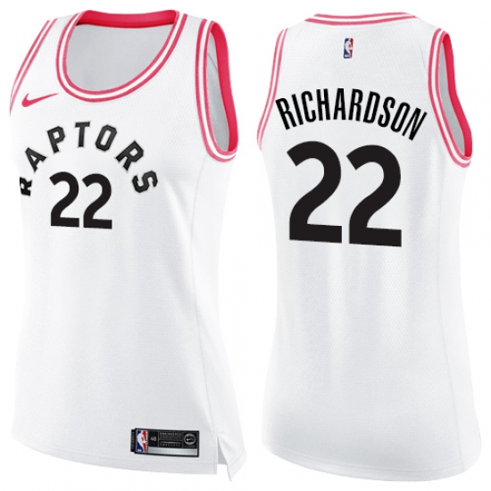 Women's Nike Toronto Raptors 22 Malachi Richardson Swingman White/Pink Fashion NBA Jersey