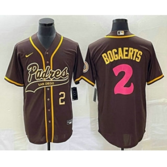 Men's San Diego Padres 2 Xander Bogaerts Number Brown NEW 2023 City Connect Cool Base Stitched Jersey