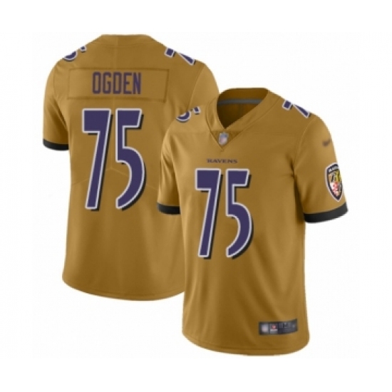 Youth Baltimore Ravens 75 Jonathan Ogden Limited Gold Inverted Legend Football Jersey