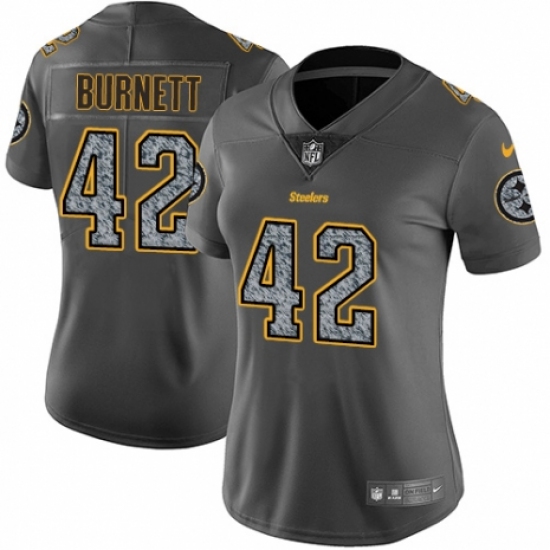 Women's Nike Pittsburgh Steelers 42 Morgan Burnett Gray Static Vapor Untouchable Limited NFL Jersey