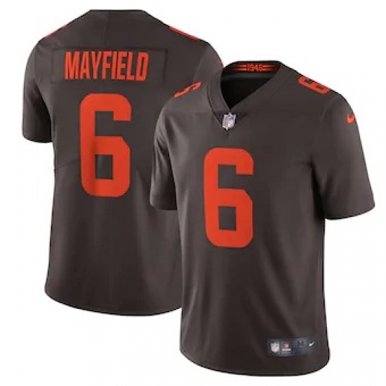Nike Cleveland Browns 6 Baker Mayfield Men's Brown Alternate 2020 Vapor Limited Jersey
